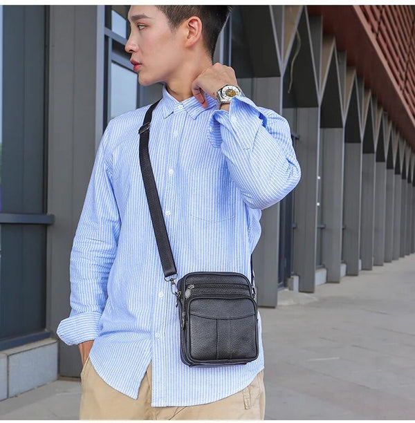 Men's Genuine Leather Crossbody Shoulder Bags High Quality Tote Fashion Business Man Messenger Bag Leather Bags Fanny Pack