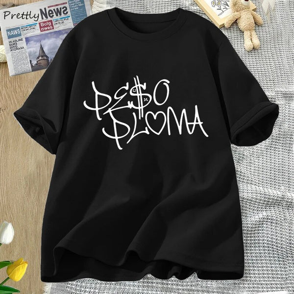 Peso Pluma Women's T-shirt Summer Short Sleeve Tee Tshirts Cotton Casual Print Short Sleeve Clothing Aesthetic Clothes Tops