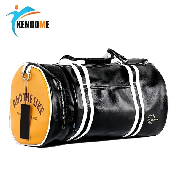 Outdoor Men's Sports Gym Bag PU Leather Training Shoulder Bag With Independent Shoes Pocket Mixed Color Sport Fitness Travel Bag