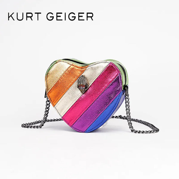 KURT GEIGER New Shoulder Bag Contrast Rainbow Splice Crossbody Bag British Brand Designer Handbag Fashion Trend Women's Bag